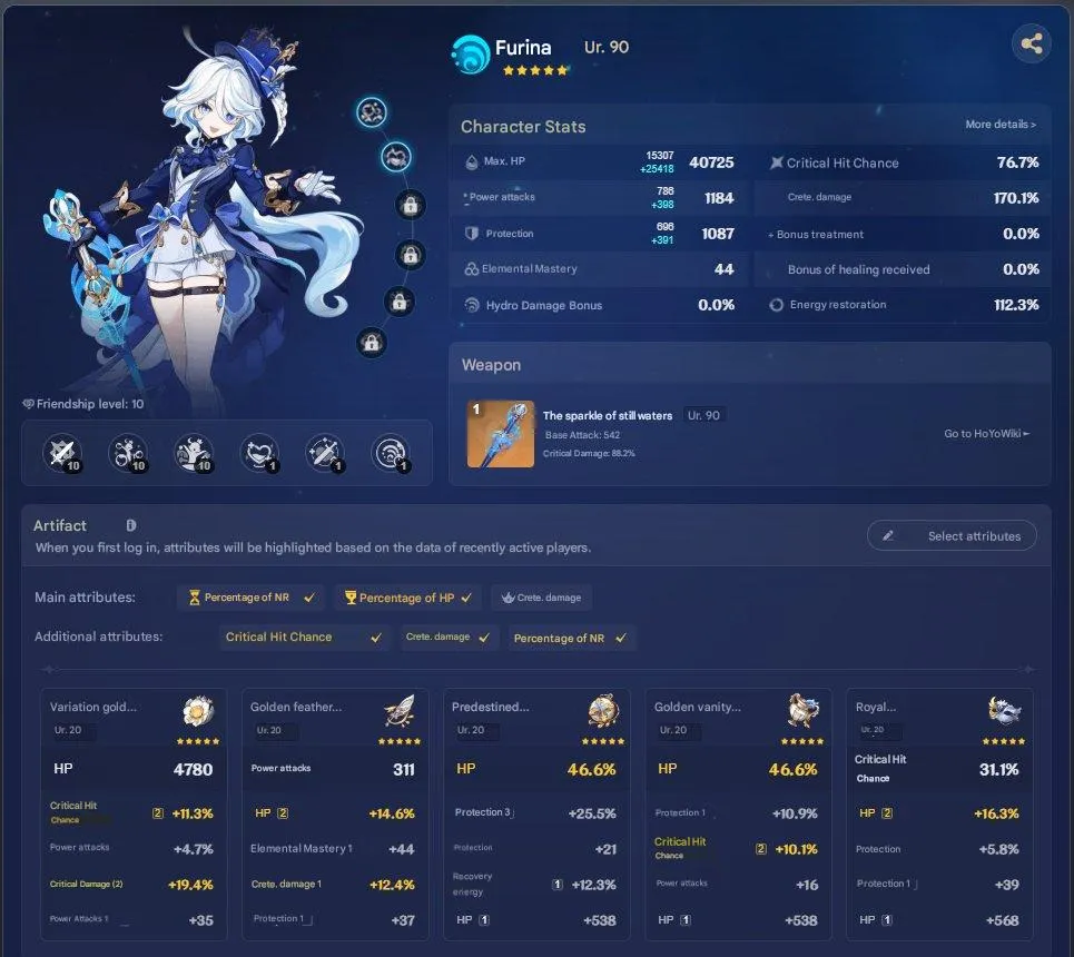 GI1008 C4 Mona C2 Furina C2 Kazuha C1 Hu Tao Lumine AR60 High Exploration 